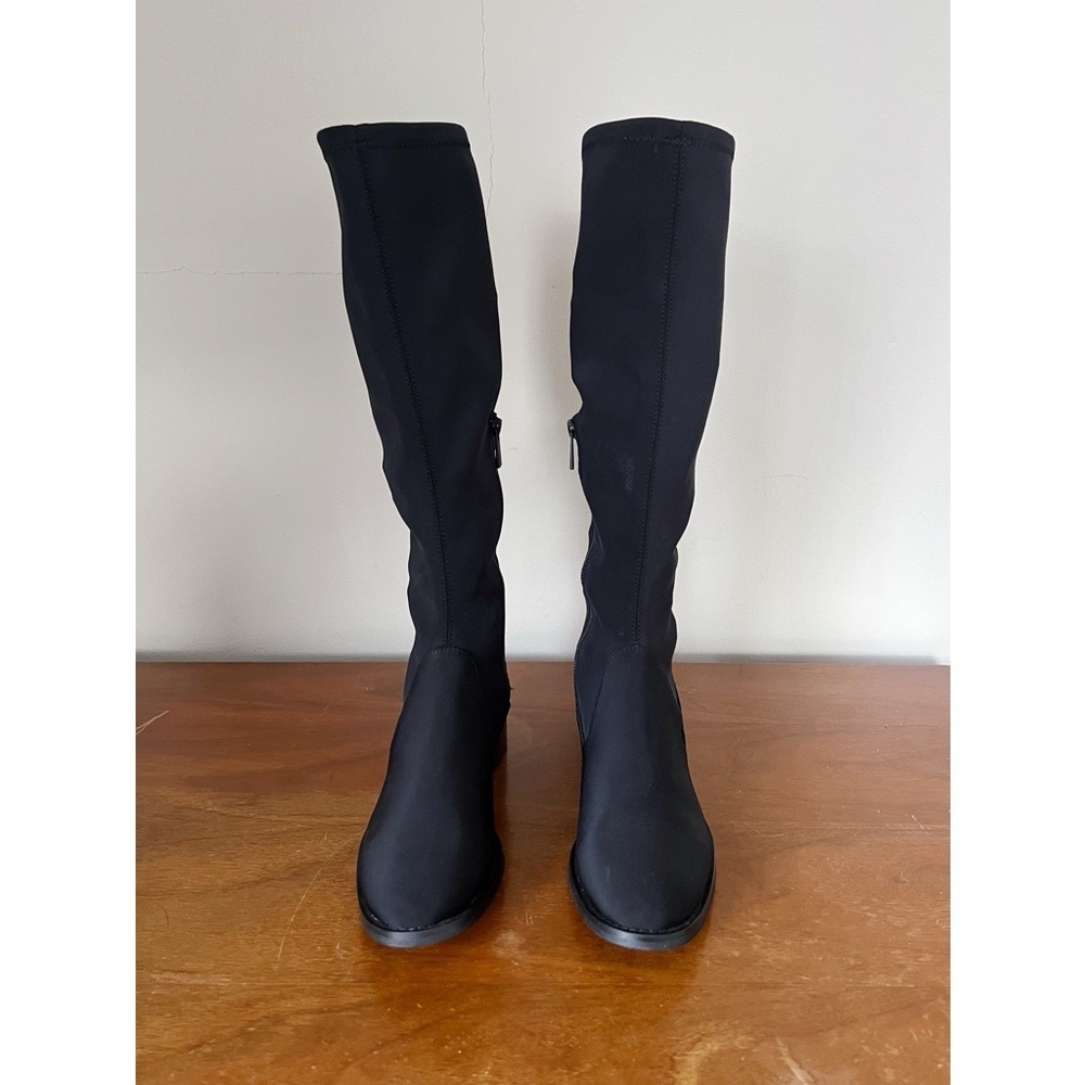 Donald J Pliner • Zela Crepe Stretch Boots black knee high neoprene tall - Picture 3 of 10